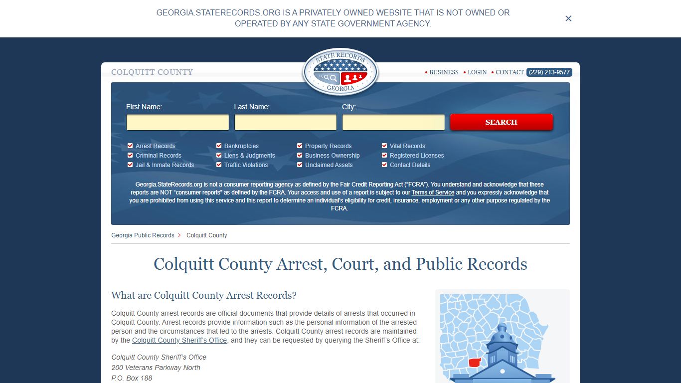 Colquitt County Arrest, Court, and Public Records