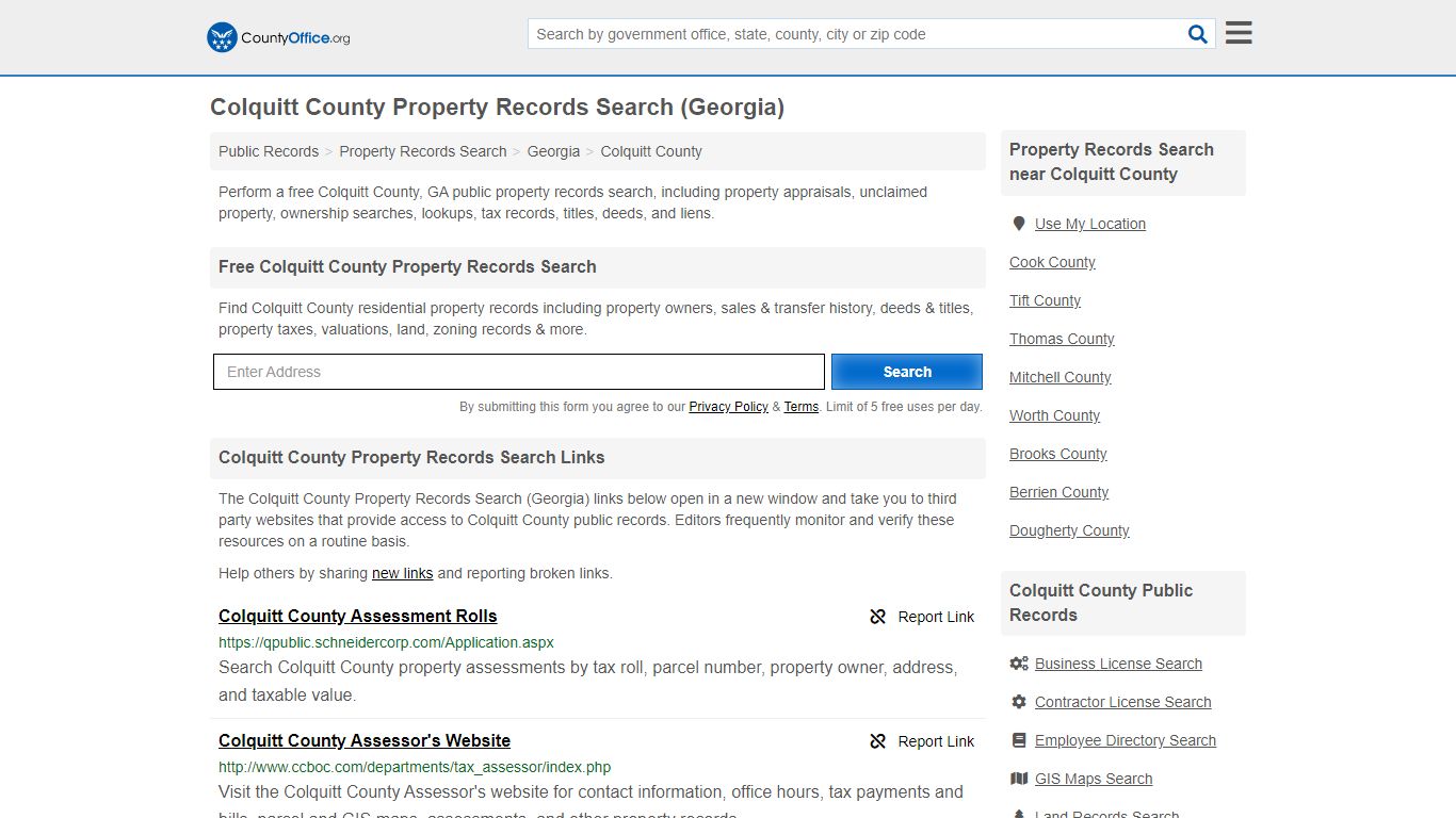 Property Records Search - Colquitt County, GA (Assessments ...